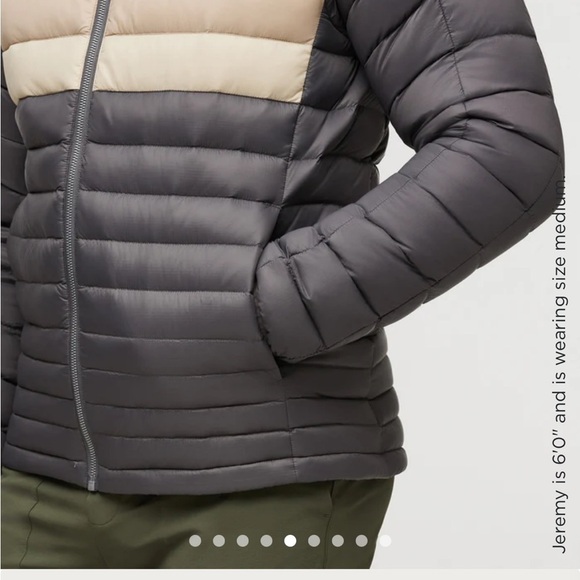 Cotopaxi Men’s XL Fuego Hooded Down Puffer Jacket Cinder Stripes Grey NWT - Picture 9 of 15